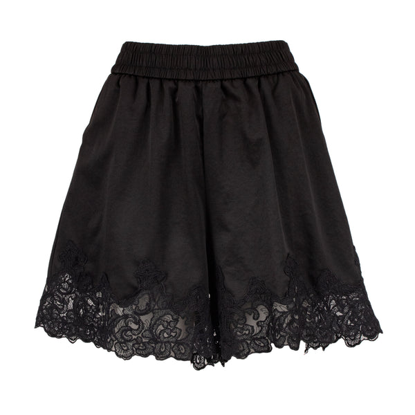 ODI' ODI' LASCARI Shorts nero con orlo smerlato in pizzo | Image Boutique
