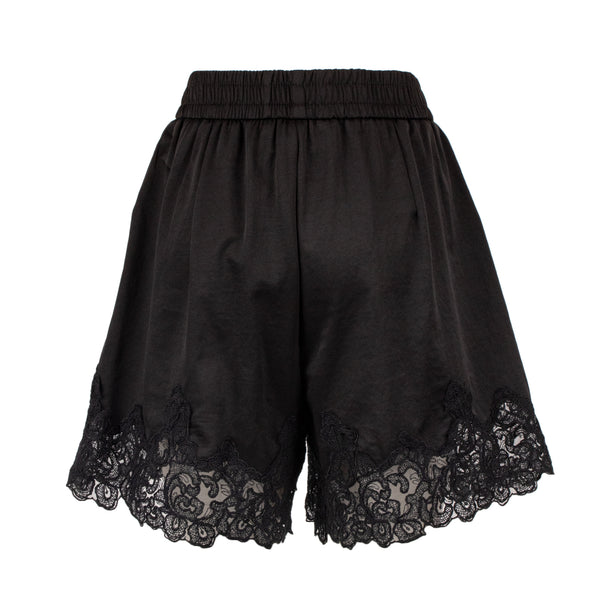 ODI' ODI' LASCARI Shorts nero con orlo smerlato in pizzo | Image Boutique
